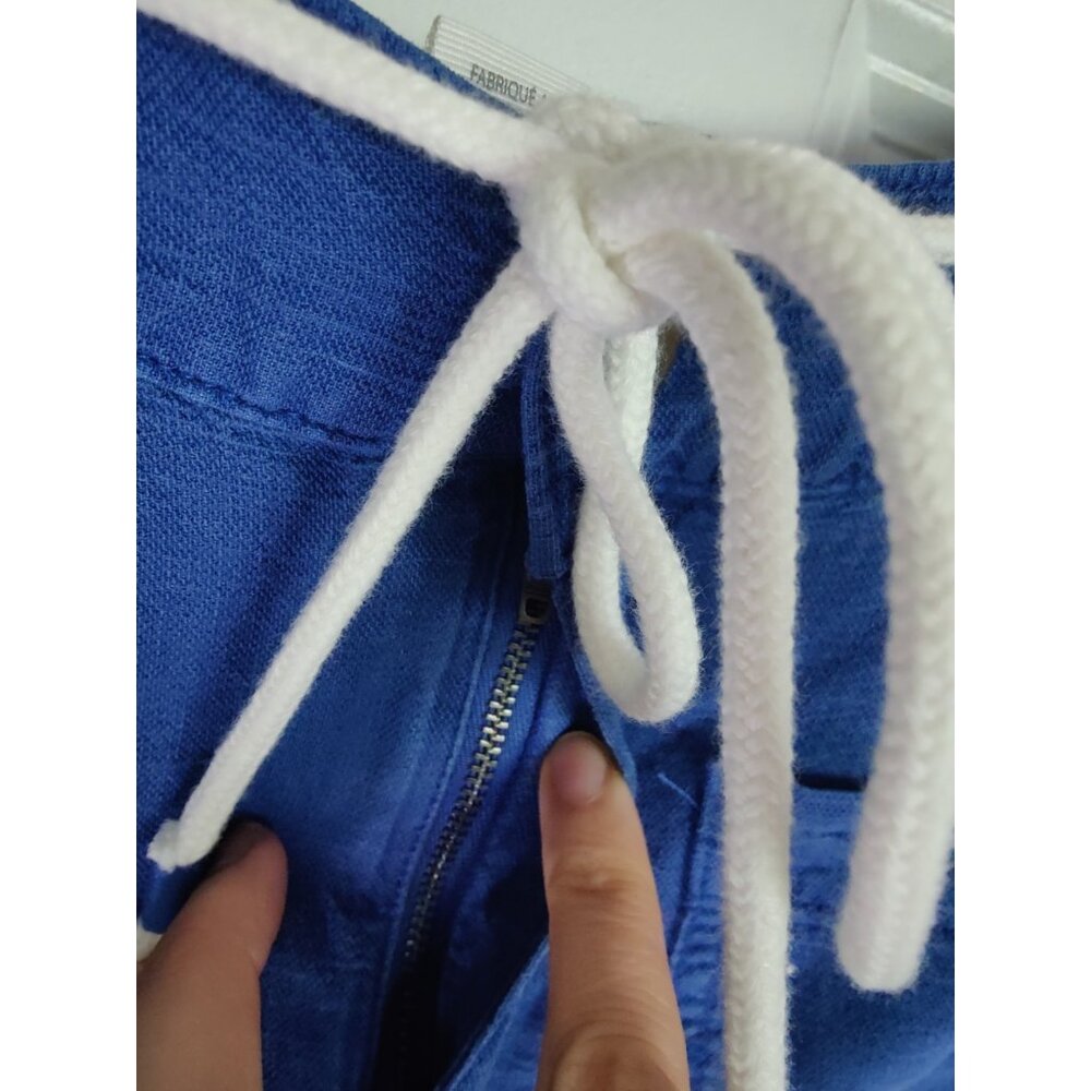 C&C California Blue Rope-Belted Wide Leg Linen Cropped Pants 12 NWT - Picture 3 of 7